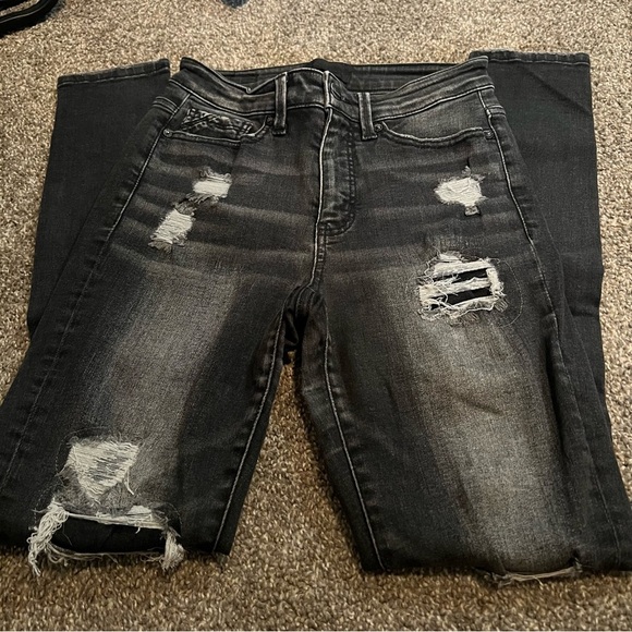 Buckle Black Distressed Jeans Women’s Size 24 Ankle Skinny Fit No.75 - Picture 1 of 6